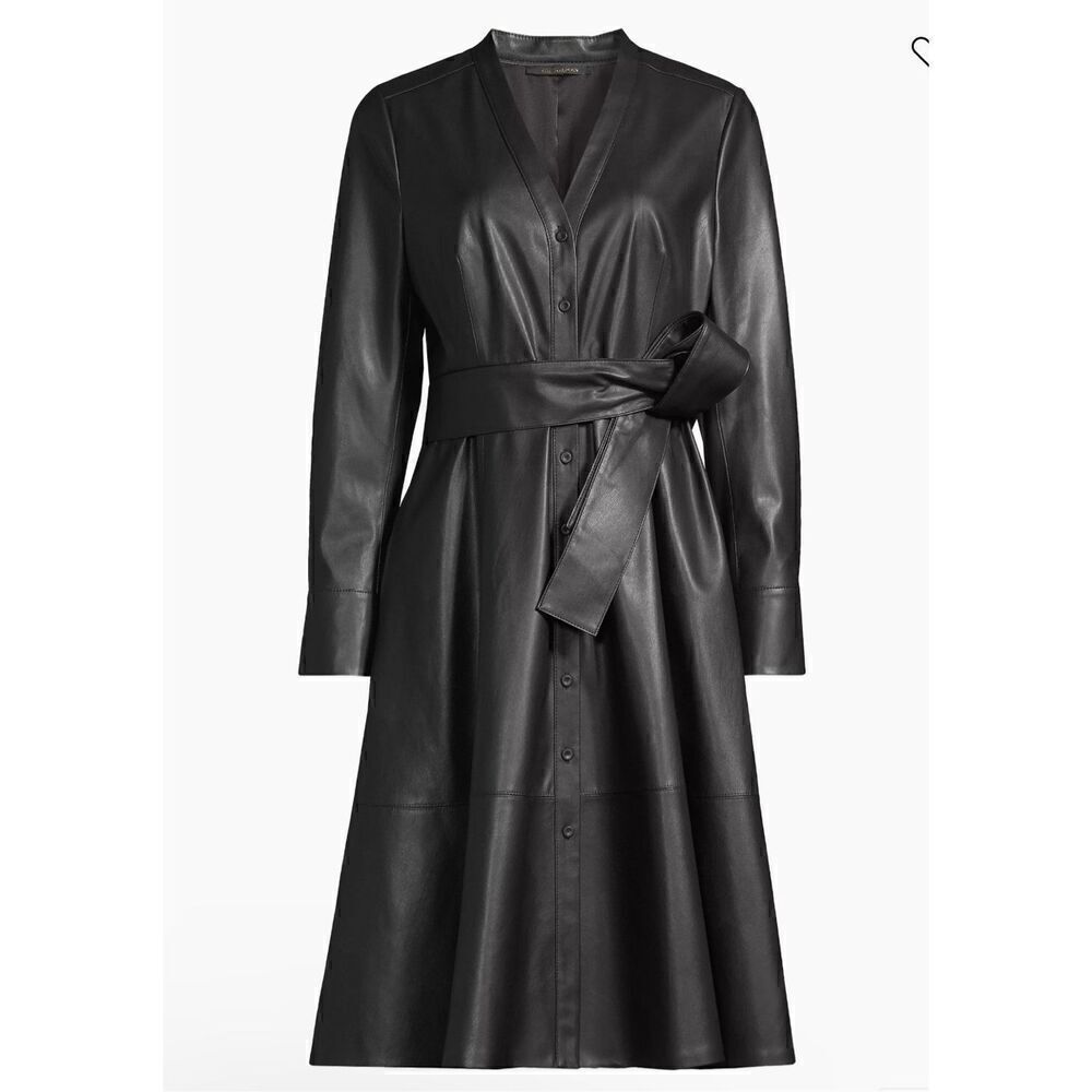 Kobi Halperin Fontana belted faux leather dress L